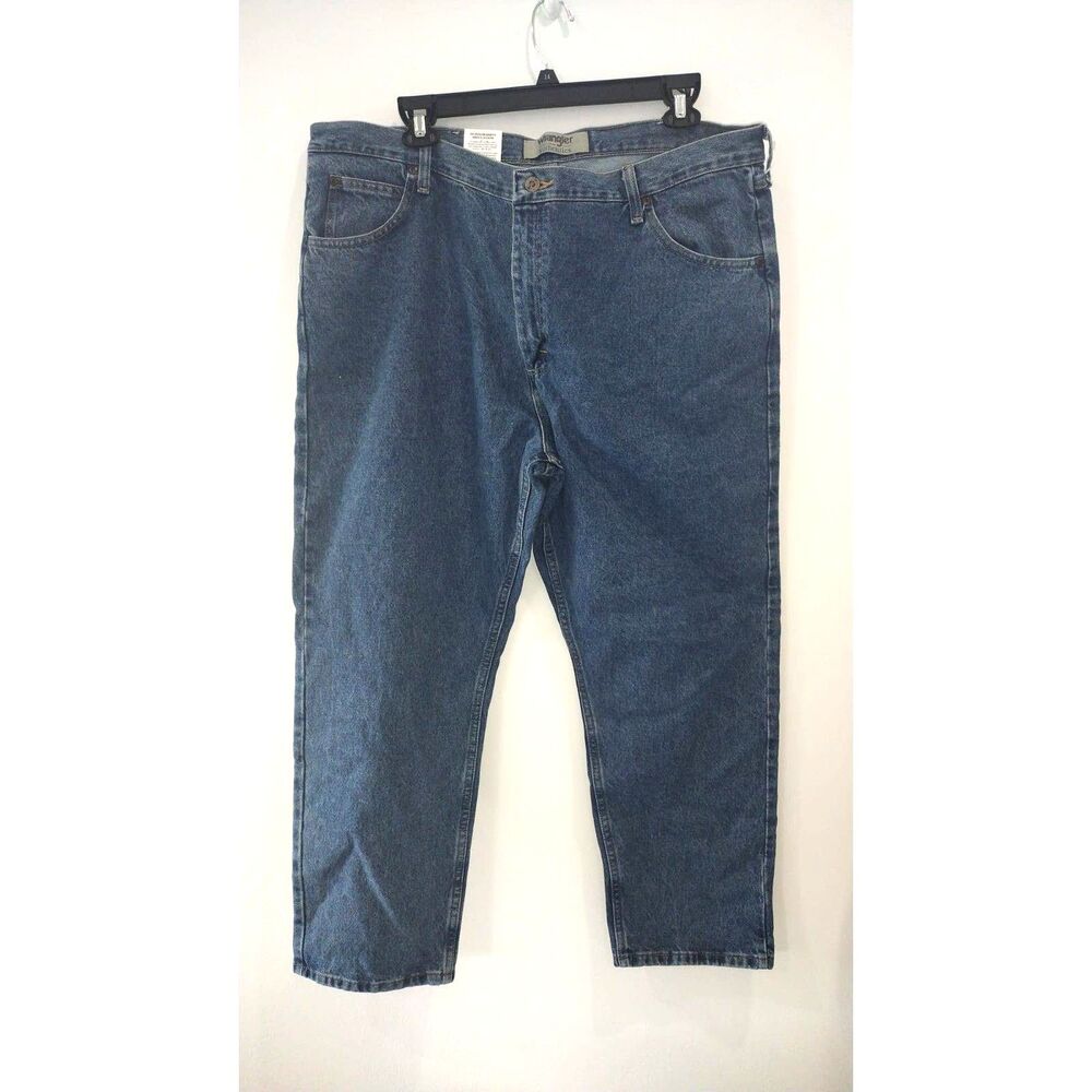 Wrangler Authentics Men's Relaxed Fit Blue Denim Jeans Size 42x29 Classic